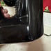Pair of vintage MCM black abstract table lamps with clip on fiberglass lampshade