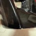 Pair of vintage MCM black abstract table lamps with clip on fiberglass lampshade