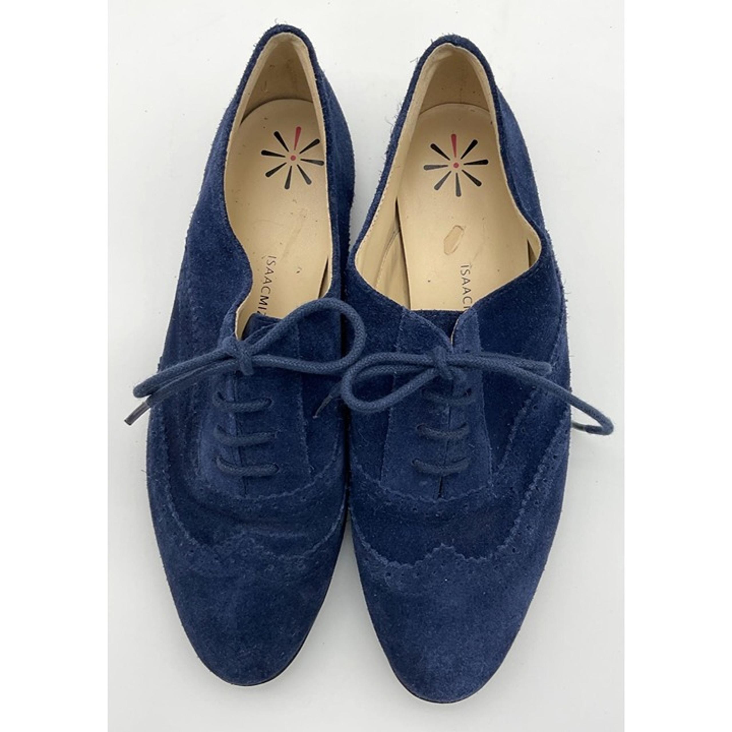 Isaac Mizrahi Suede Oxford Shoes Blue Lace-Up Leather Upper Womens Size 8M