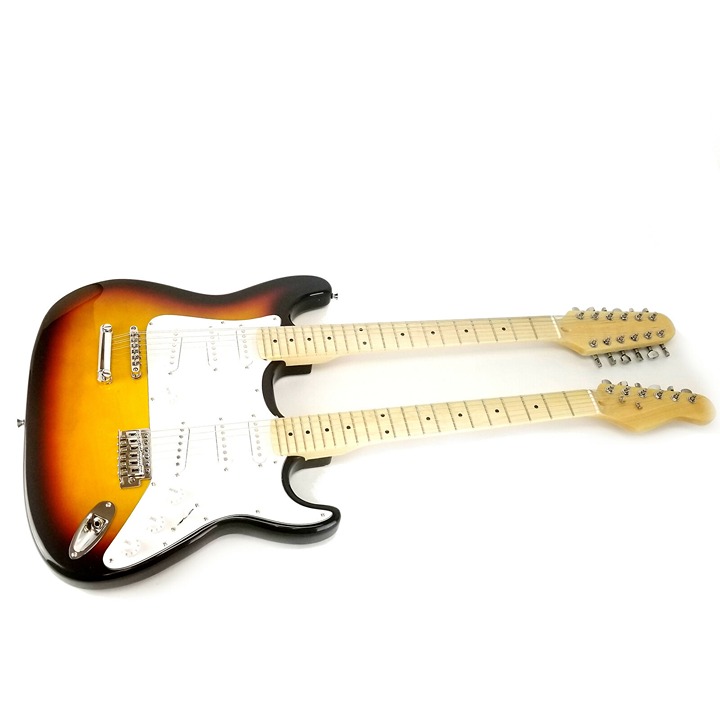 Guitar Double Neck Electric 12 String & 6 String, Color: Sunburst Tobacco New