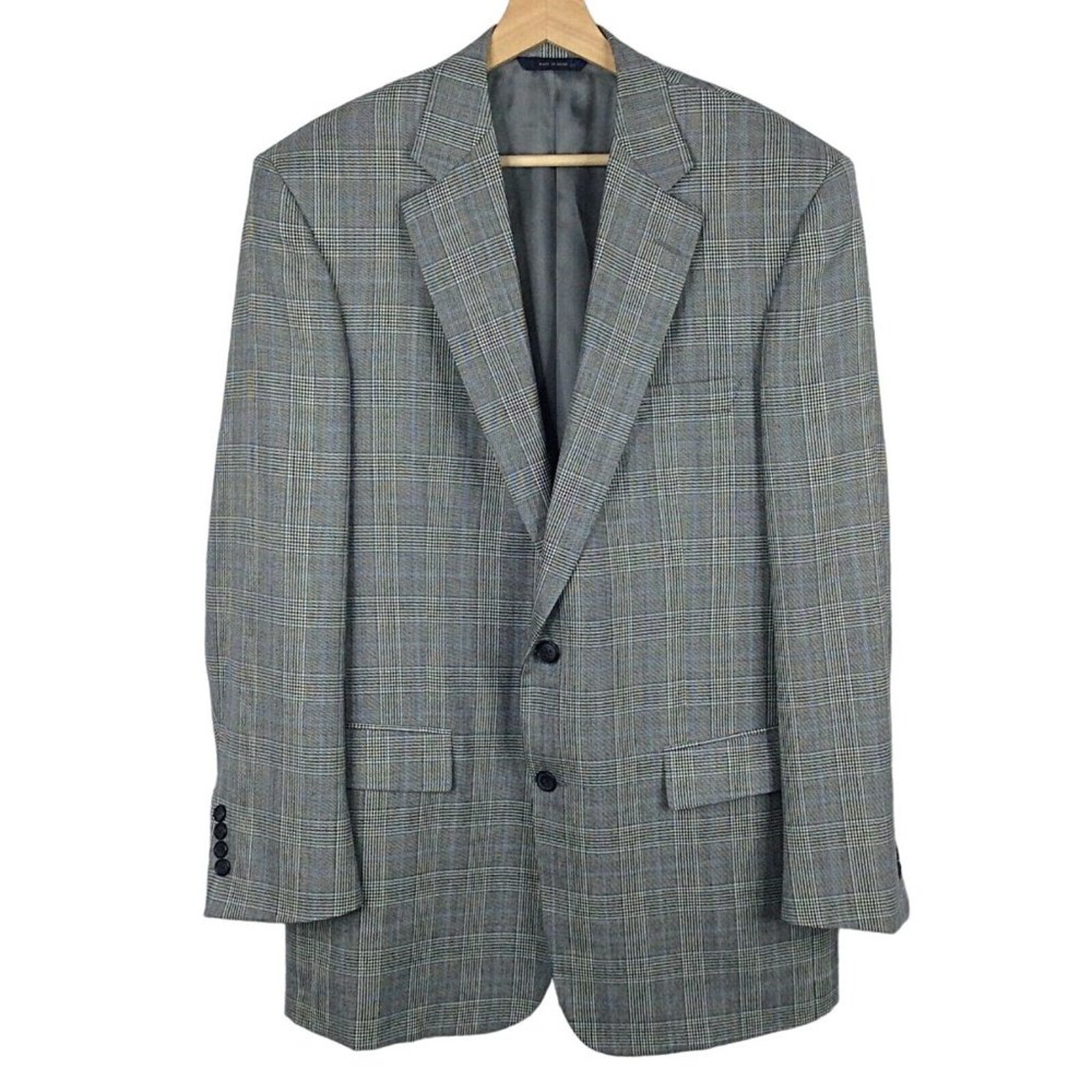 Brooks Brothers 1818 Madison Plaid Wool Sport Coat Blazer Mens size 42R Grey