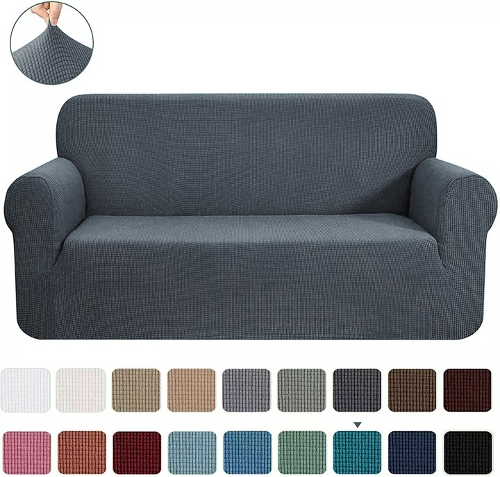 Dark Grey 2-Piece Set Slipcover Sofa & Loveseat Cover Protector 4-Way Stretch