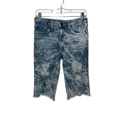 True Religion Geno Acid Wash Denim Roll-Up Shorts Size 16