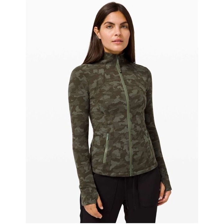 Lululemon Define Jacket LuonHeritage Camo Dark Olive Green Twill Size 2