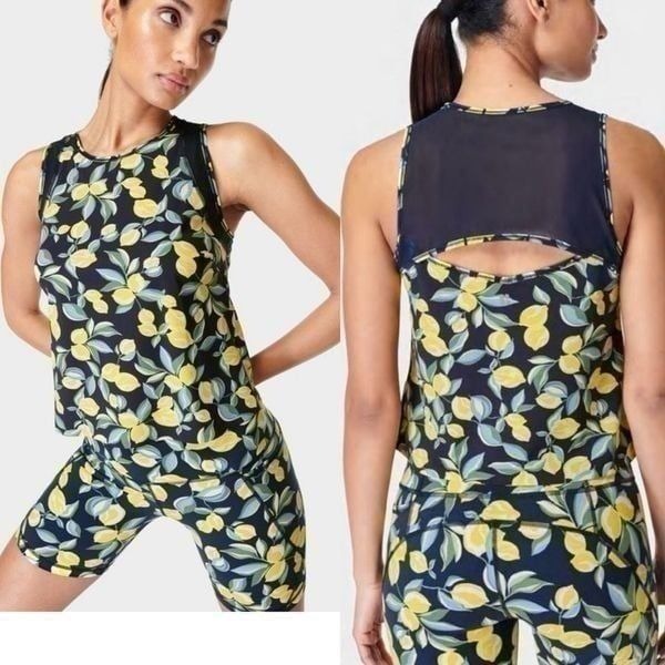 Sweaty Betty London Swifty Lemon workout top NWT size 4
