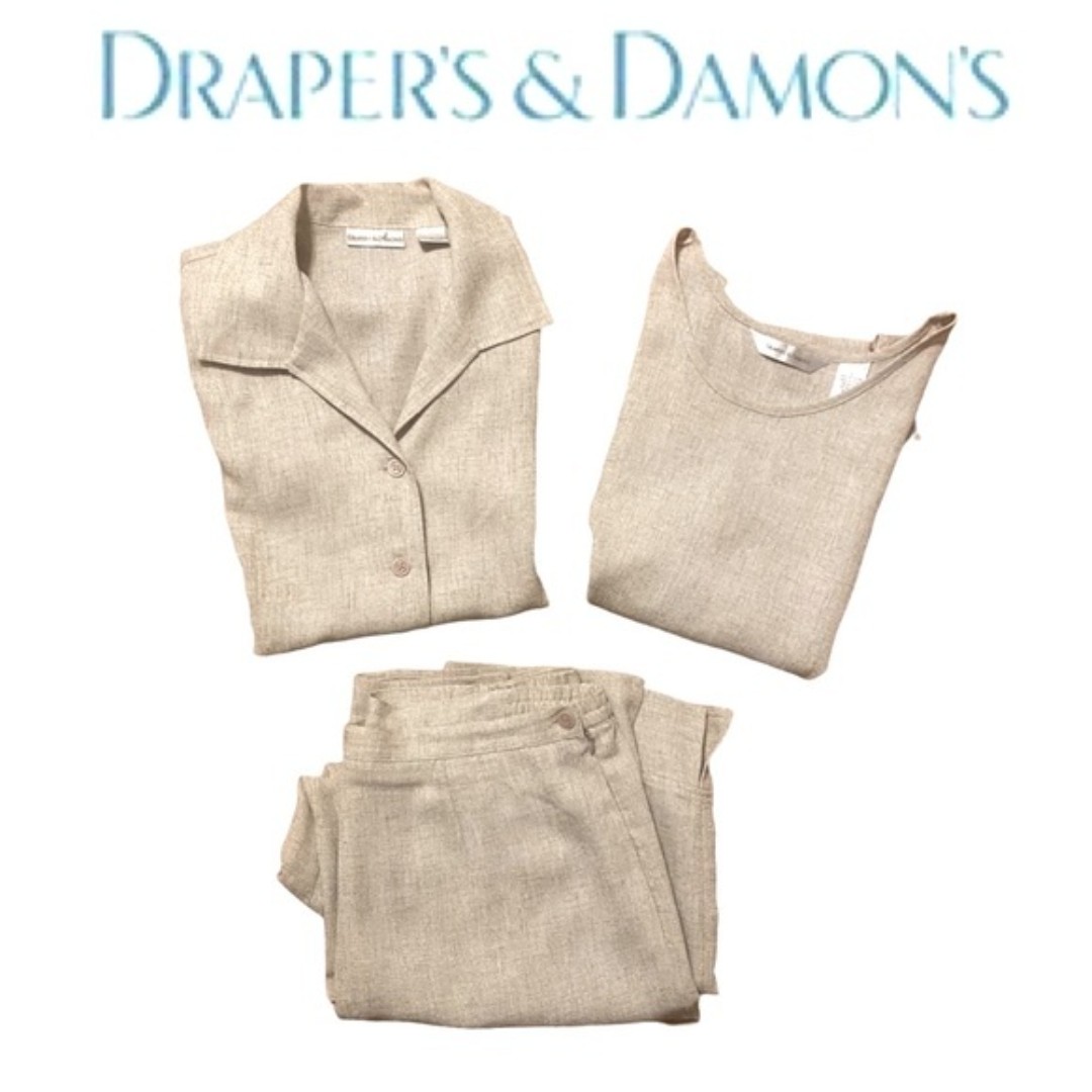 DRAPER’S & DAMON’S 3-piece pant suit casual career outfit size large 14