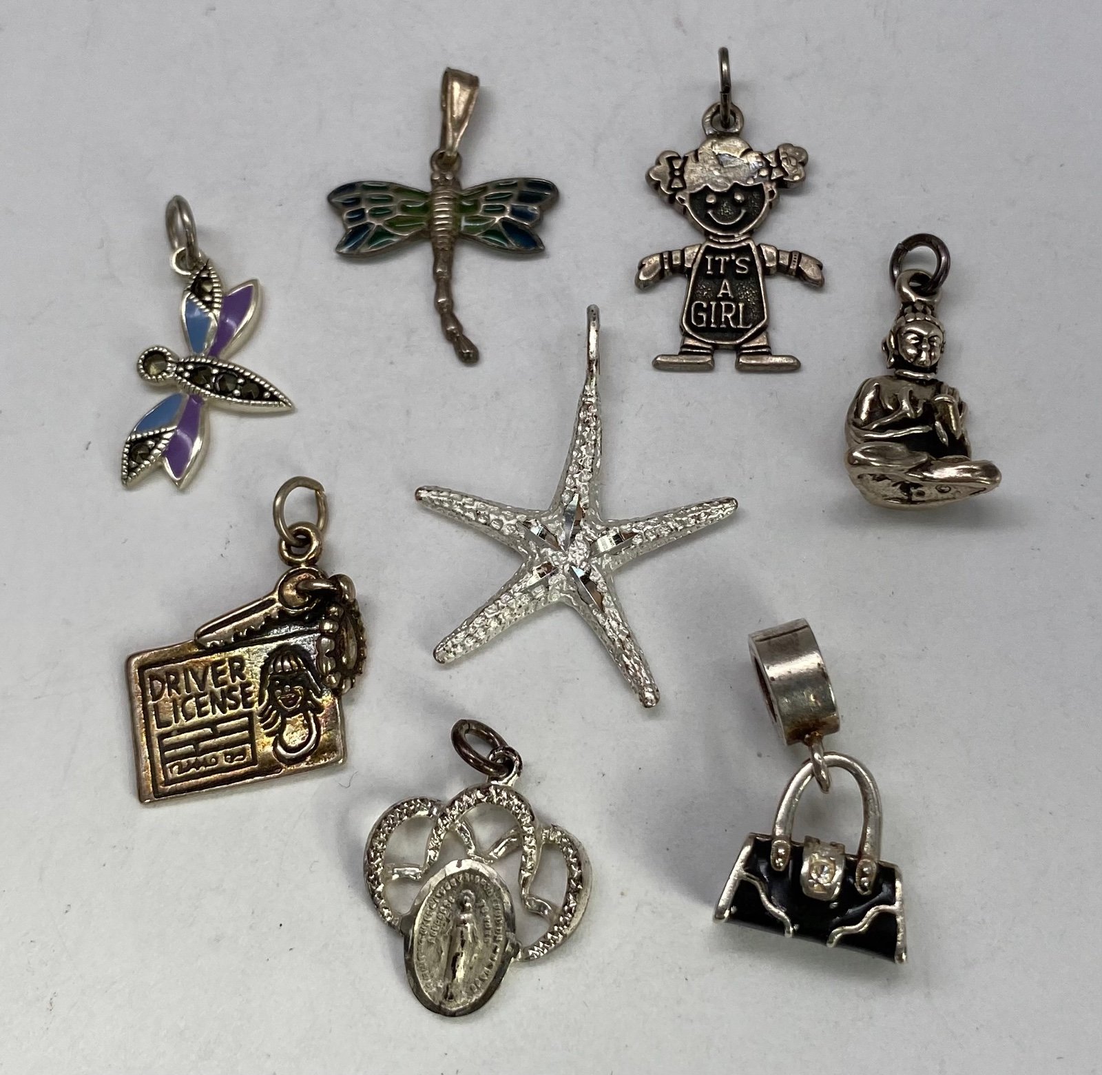 Vintage Sterling Silver Lot 8 Charms Pendants