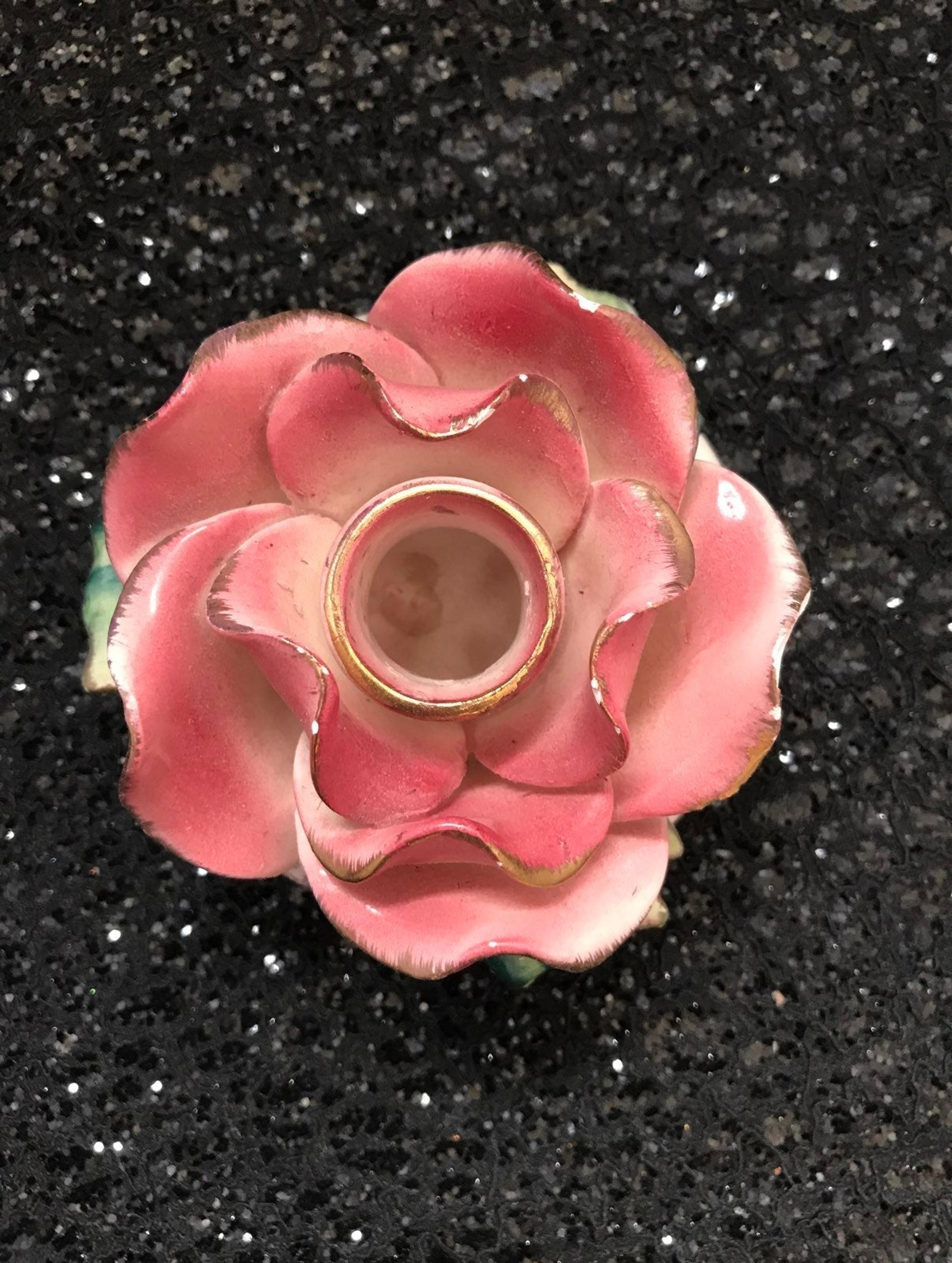 Vintage pink Rose Candle Holder