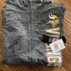 MN VIKINGS WOMENS ANTIGUA HEATHER CHARCOAL NFL ZIP UP NWT