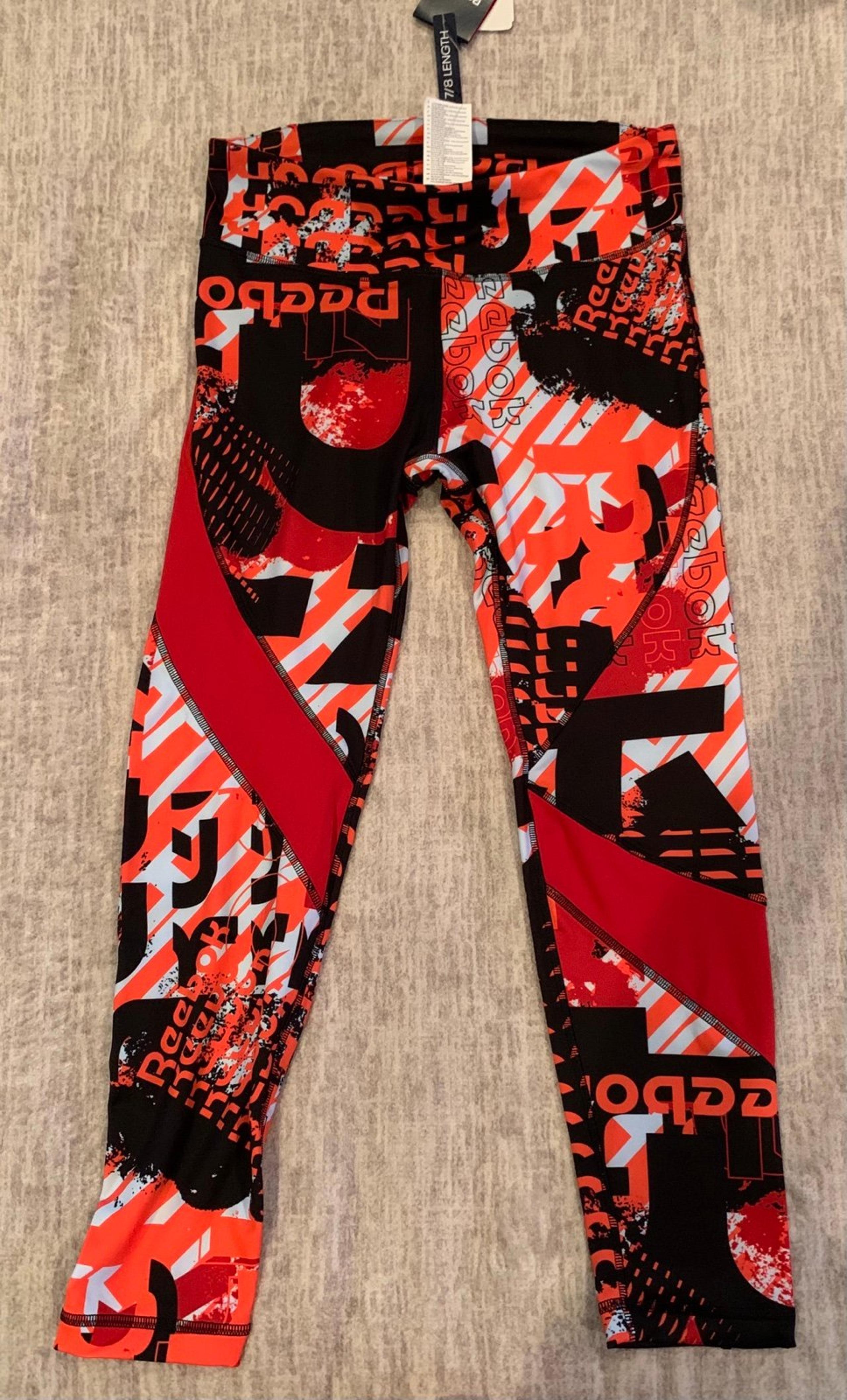 Reebok Athletic Leggjngs Women M,Red Orange,yoga Sport Work Out Gym,BNWT