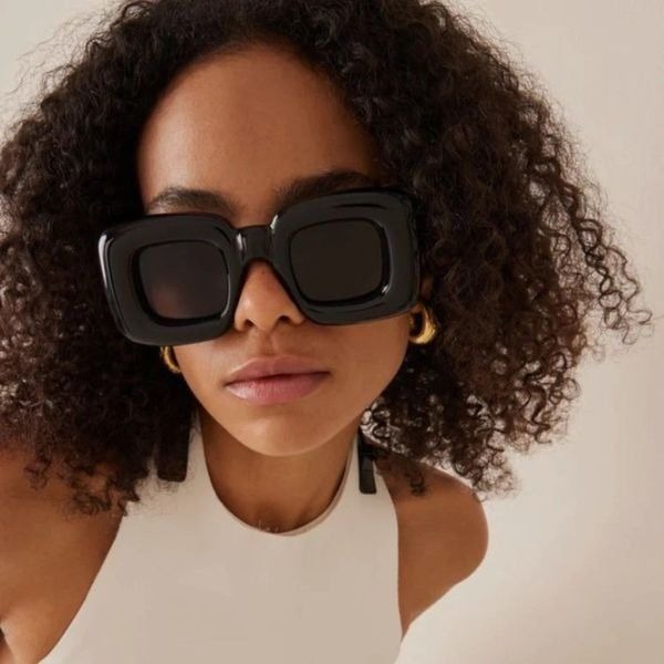 NEW Loewe Sunglasses FASHION SHOW Inflated Square LW40098I 4101A Black Women