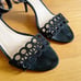 Loeffler Randall Opal Nubuck Leather Kitten Heel Strappy Sandals Black Size 8