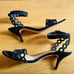 Loeffler Randall Opal Nubuck Leather Kitten Heel Strappy Sandals Black Size 8