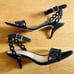 Loeffler Randall Opal Nubuck Leather Kitten Heel Strappy Sandals Black Size 8