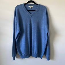 Turnbury 100% Cashmere V-Neck Long Sleeve Pullover Sweater Blue size XL