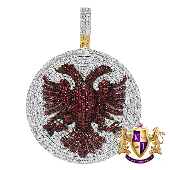 Men's 35+ Grams Real Silver Albanian Eagle Bird Medallion Pendent Charm 2.65''