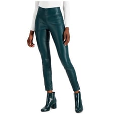 NWOT INC International Concepts Women's Faux-Leather Leggings Green SZ-2