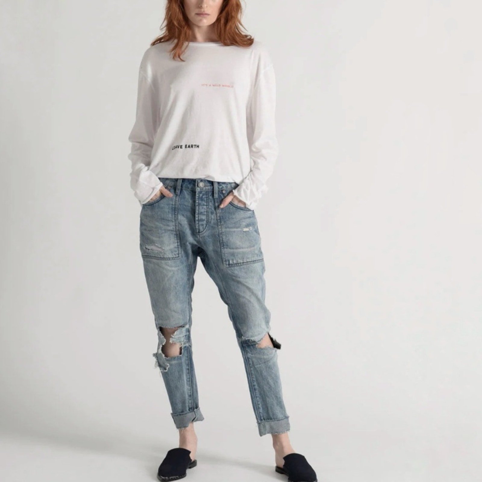 One Teaspoon Salty Dog Saints Boyfriend Jeans Sz 28