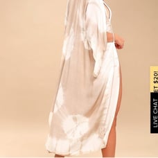 LULUS gone to Maui Beige and white tie-dye cover up