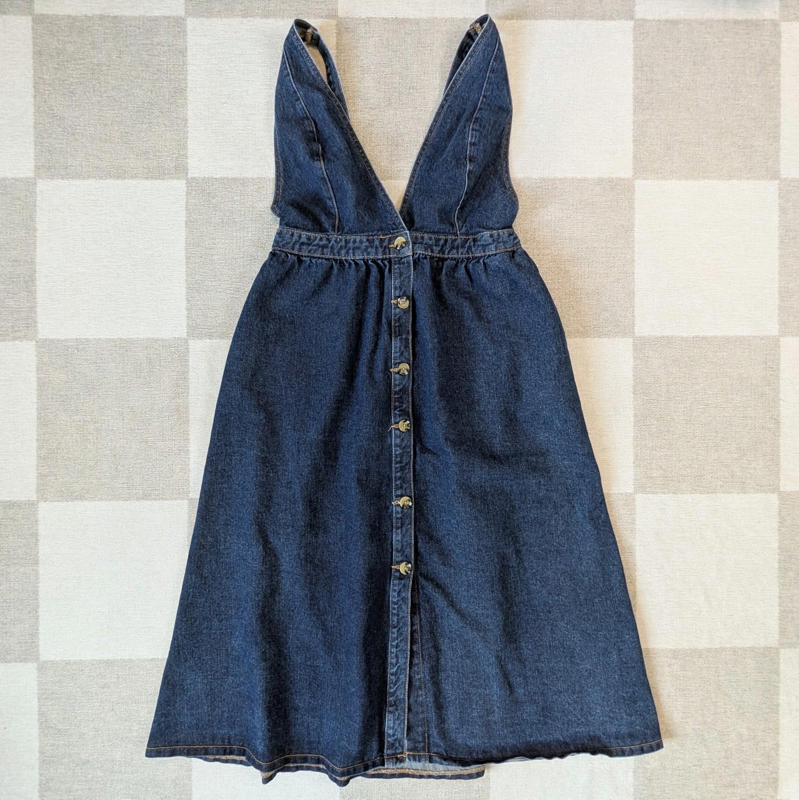 Urban Outfitters 100% Cotton Denim Pinafore Overalls Button Front Dress Size M