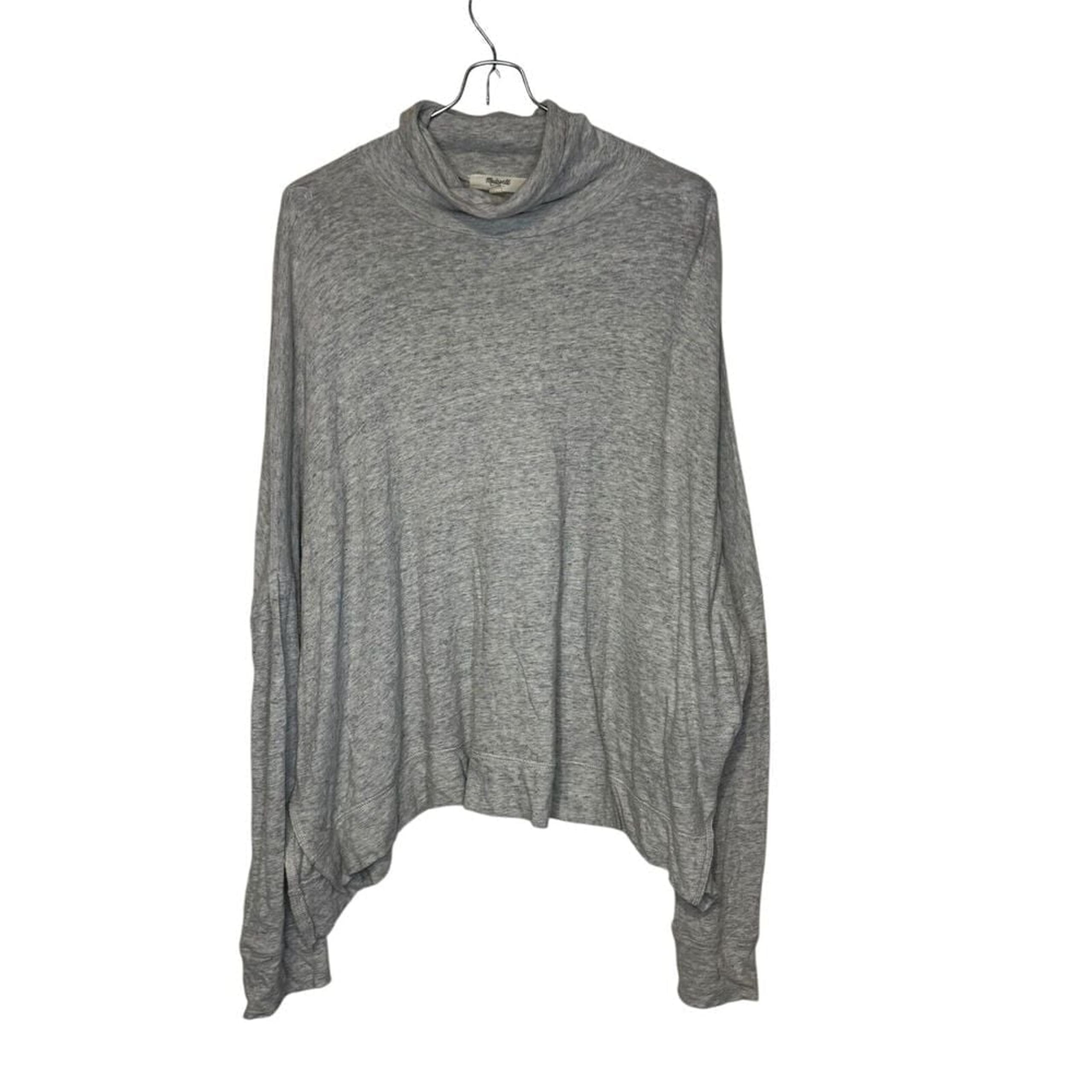 Madewell Womens Top Turtleneck Long Sleeve Relaxed Boxy Fit Gray Heather Medium