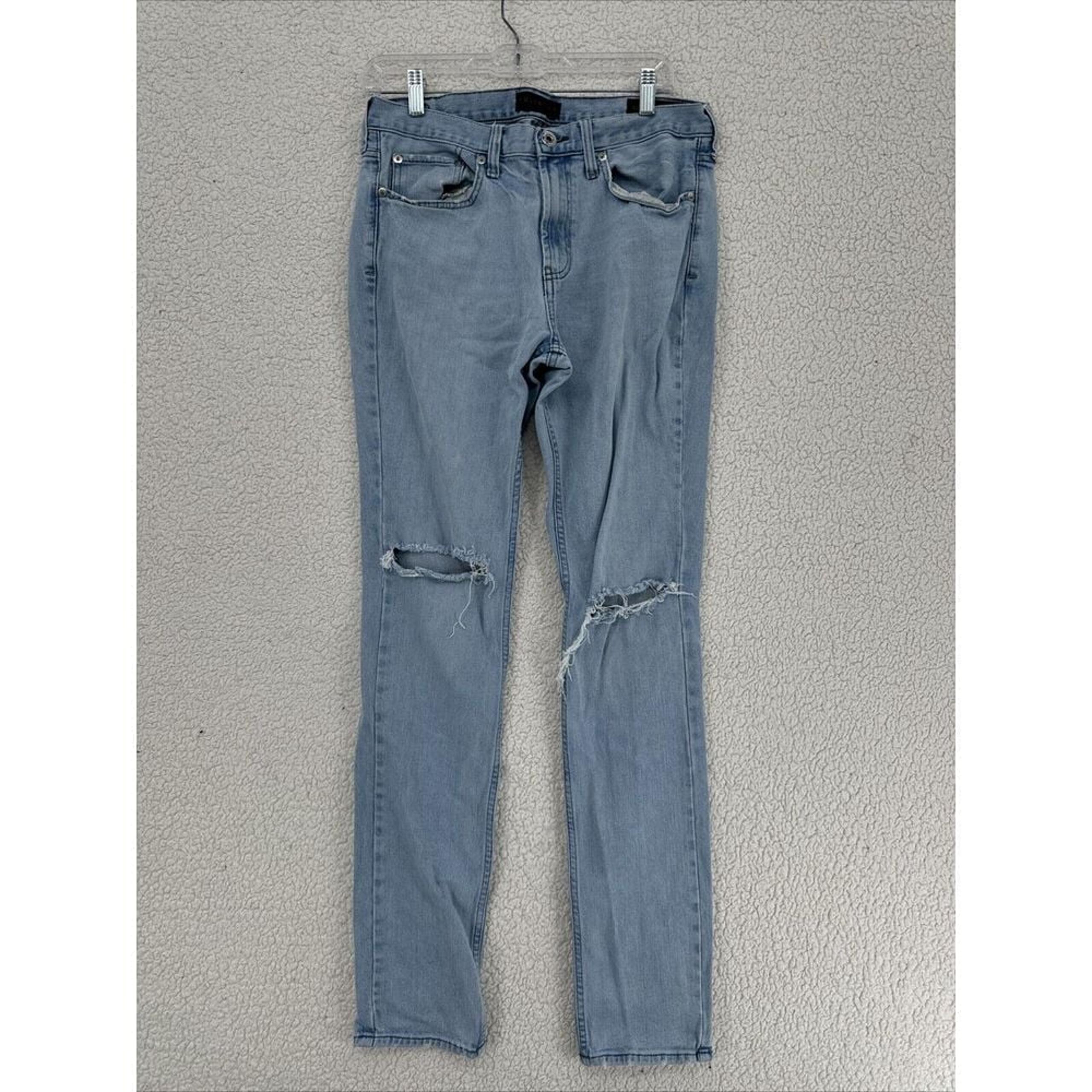 Bullhead Jeans Men Size 32x34 Skinny Distressed Light Wash Jeans