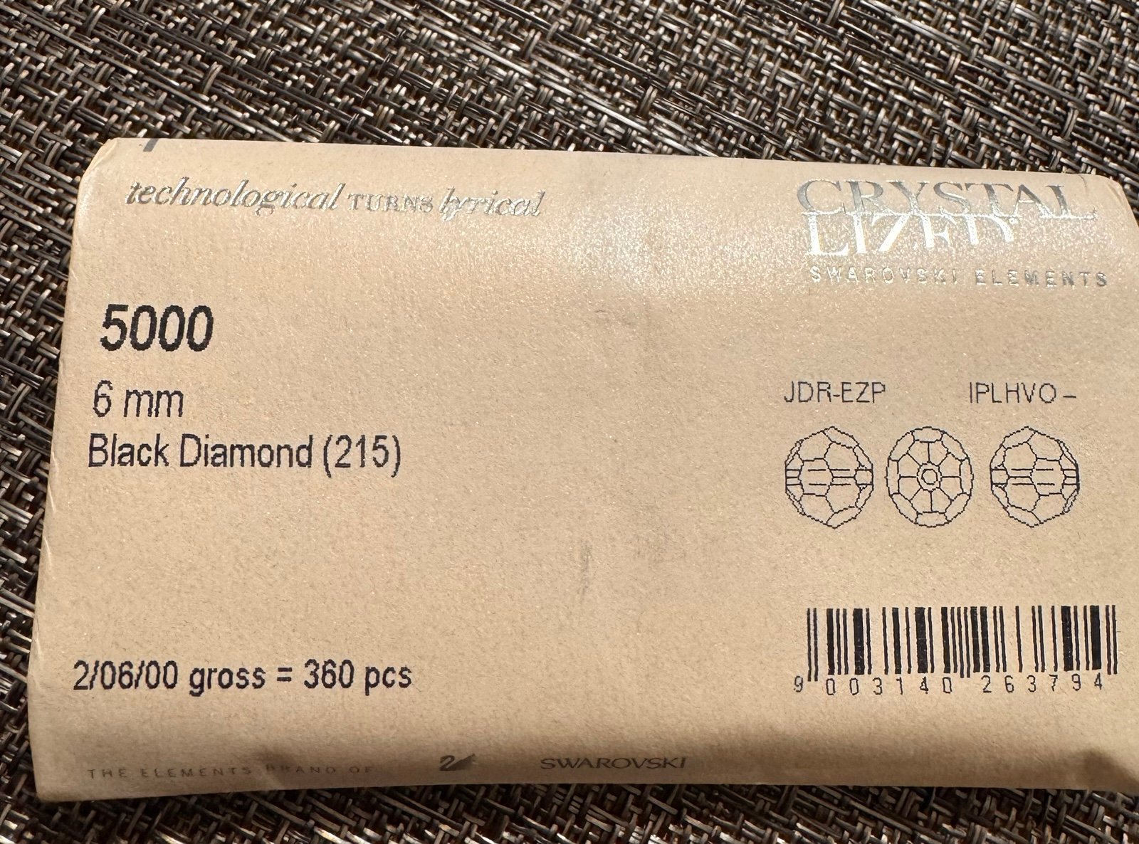 Swarovski 5000 6 mm black diamond (215) 360 pcs