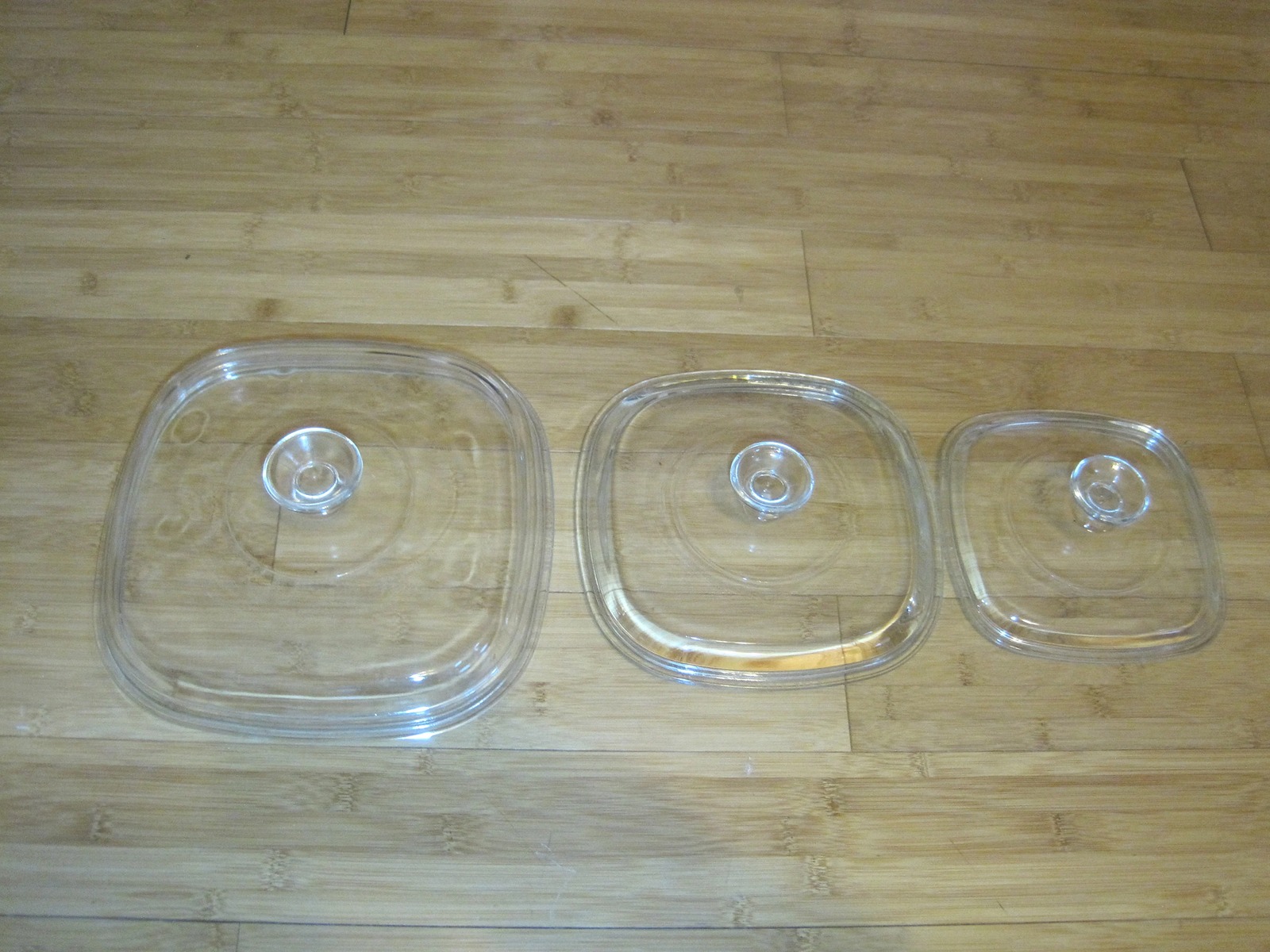 3 Pyrex Glass LIDS : A-12-C, A-9-C, A-7-C for Corning Ware Square Casserole.
