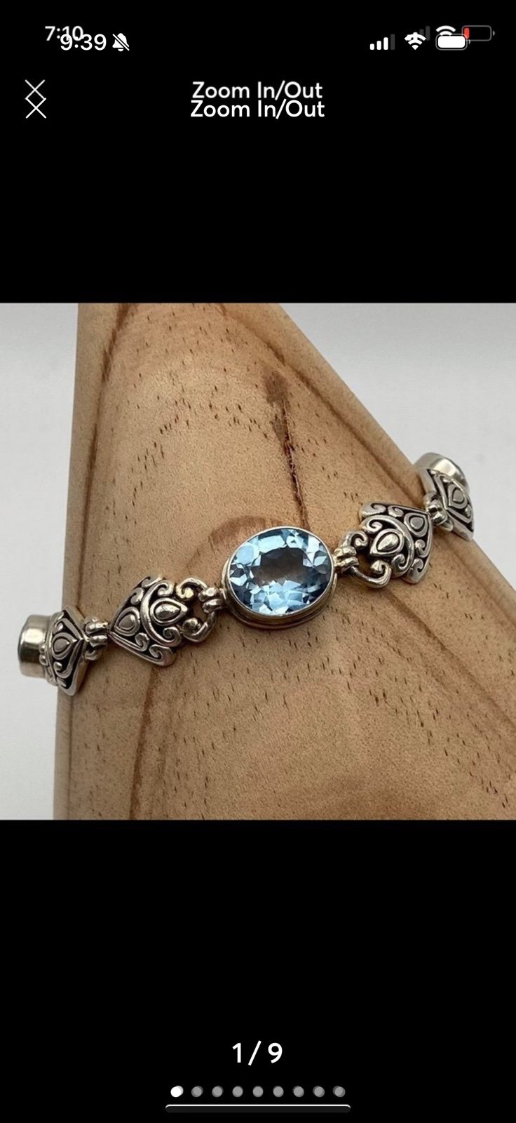 Bali Style Sterling Silver Link and Blue Topaz Bracelet