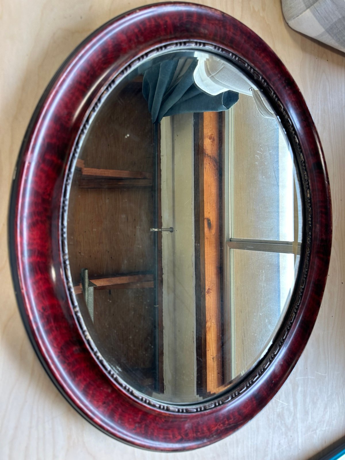 Vintage Large Oval Bevelled Mirror