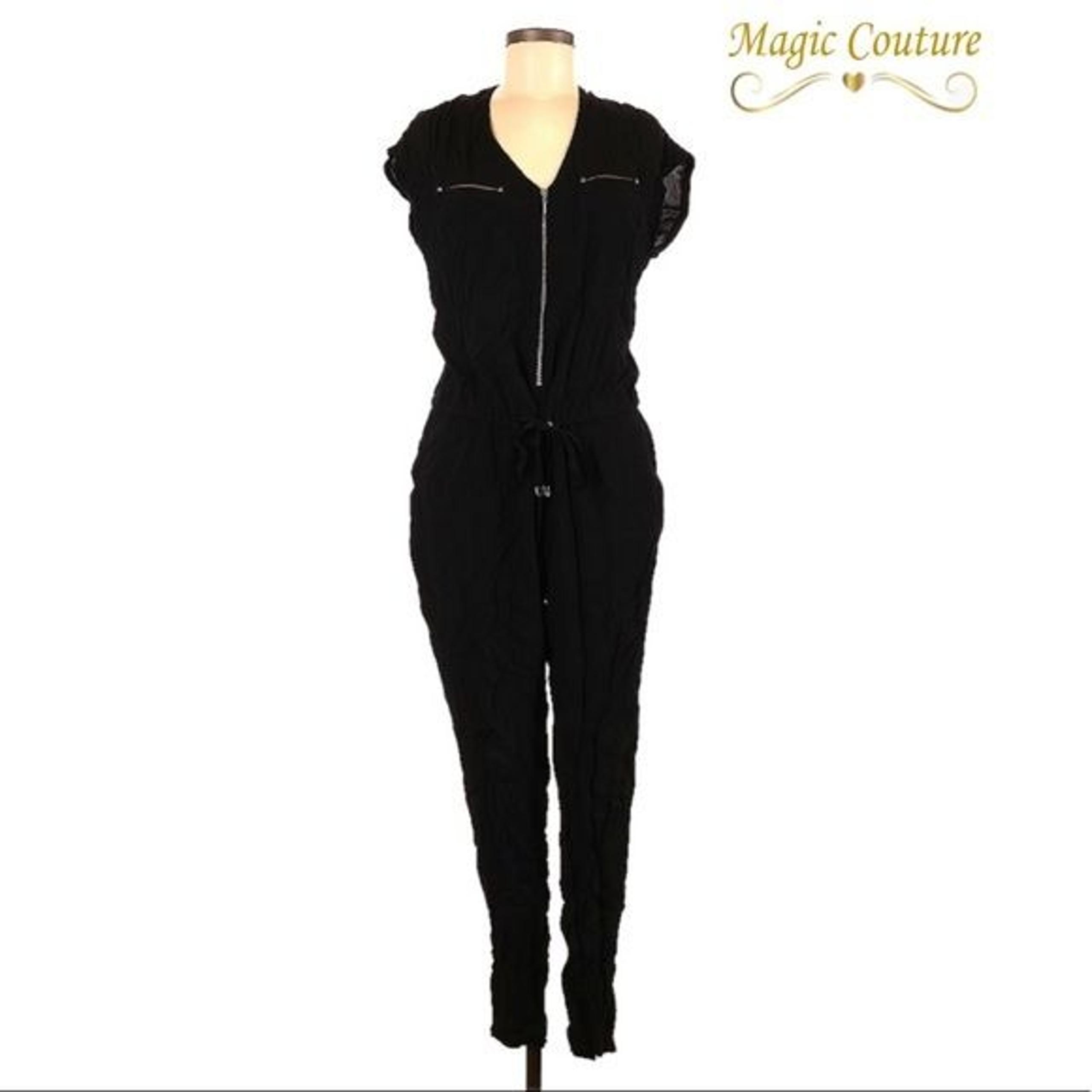 Rebecca Taylor Zip Front Drawstring Waist Jumpsuit
