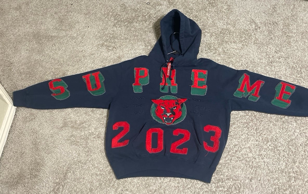 Supreme Washed Panther Hooded Sweatshirt 'Navy'