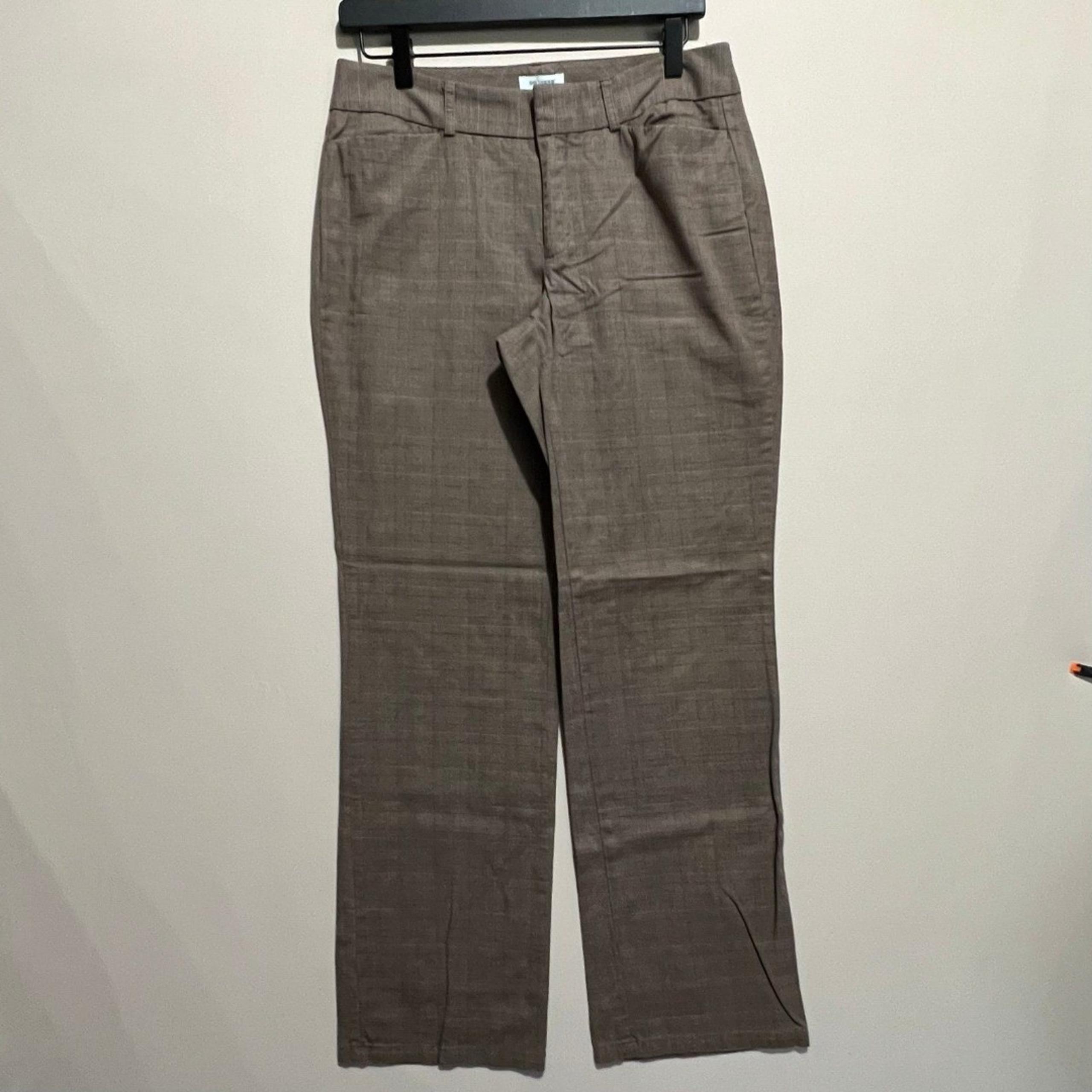 Dockers Ideal Fit Pants Womens Size 6 Brown Plaid Straight Leg Cotton Blend