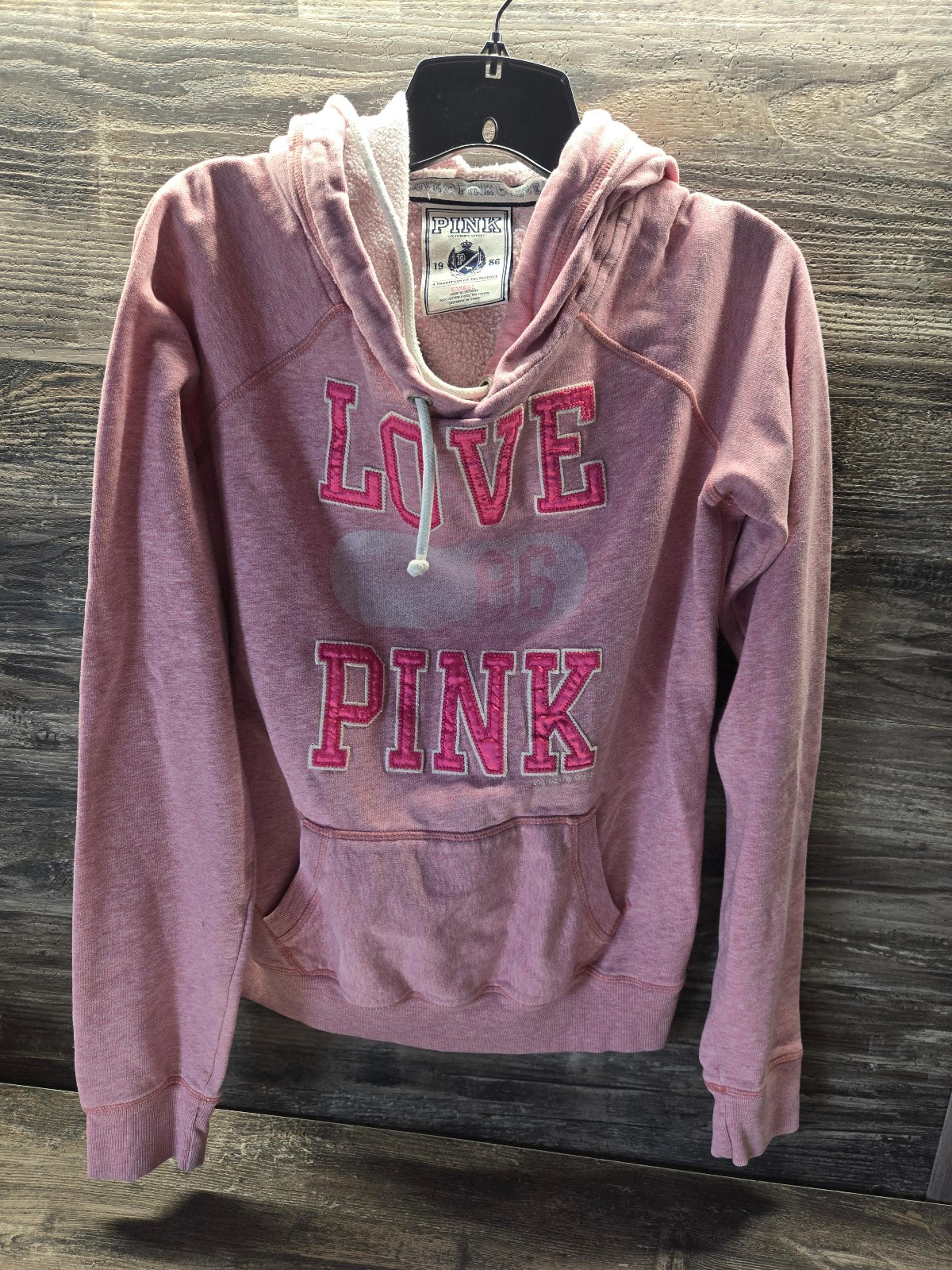 PINK Victoria's Secret Full Zip Hooded Sweater Jacket Pink Graphics Womens Small