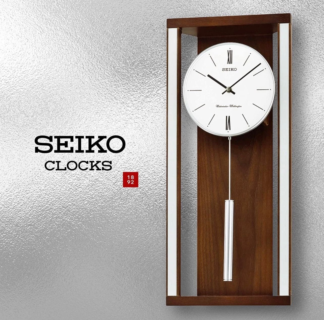 SEIKO Modern & Sophisticated Wall Clock with Pendlum and Dual Chimes