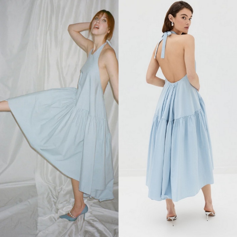 Azeeza NEW Winston Chambray Midi Dress Cottagecore Fairy Large Feminine