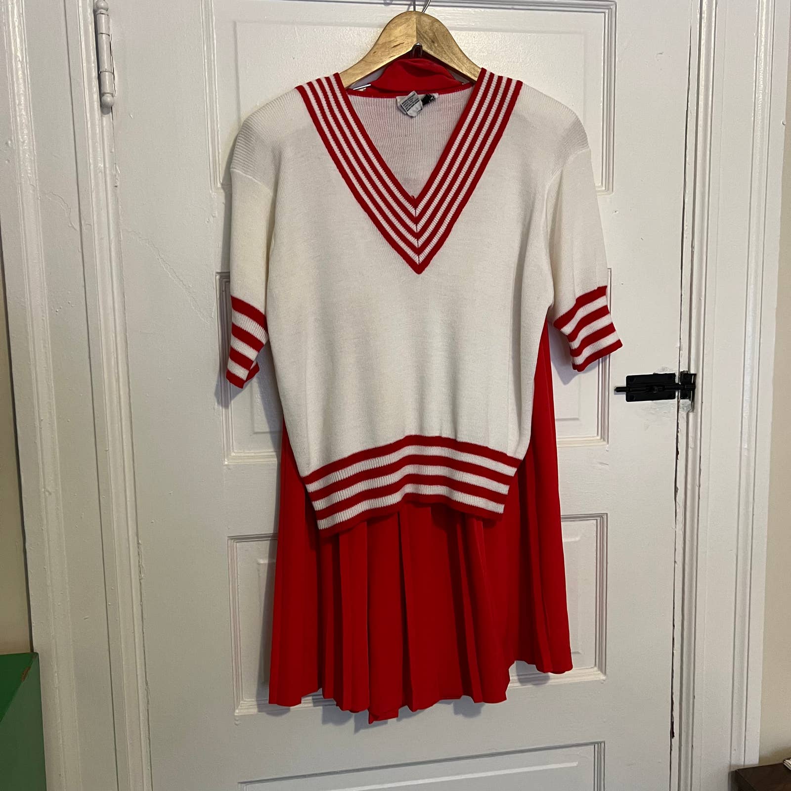 Vintage Andrea Gayle Petites Red White Skirt Set M