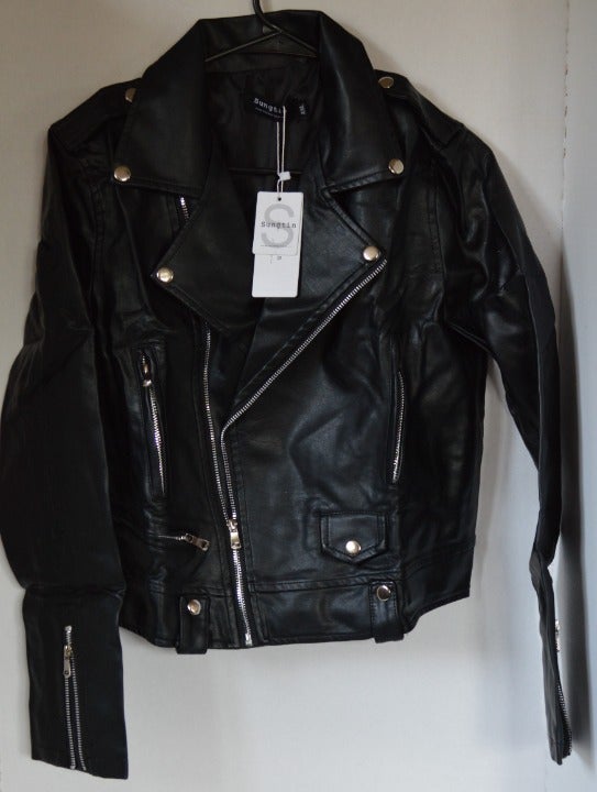 Sungtin Womens Faux Leather Biker Jacket