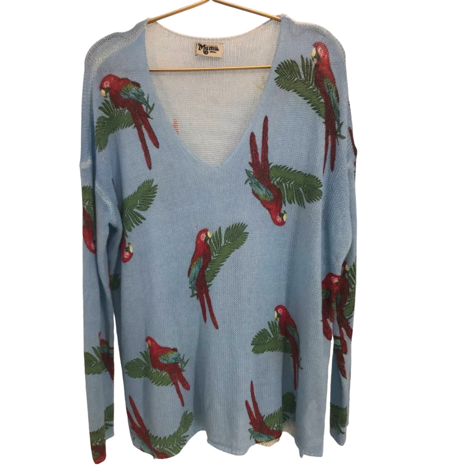 Show Me Your Mumu Blue Polly Parrot Canopy Sweater Womens S