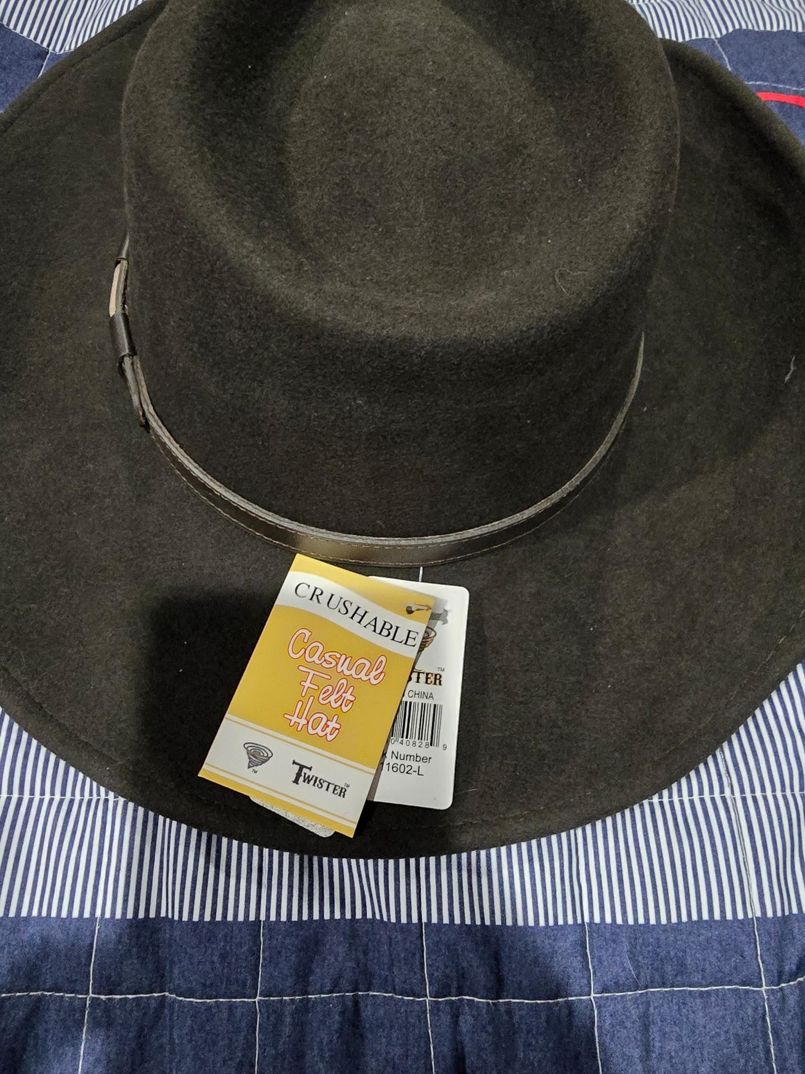 New With Tags Twister crushable casual felt hat sz Large