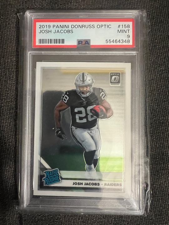 2019 Donruss Optic Oakland/Las Vegas Raiders Josh Jacobs Rated Rookie PSA 9