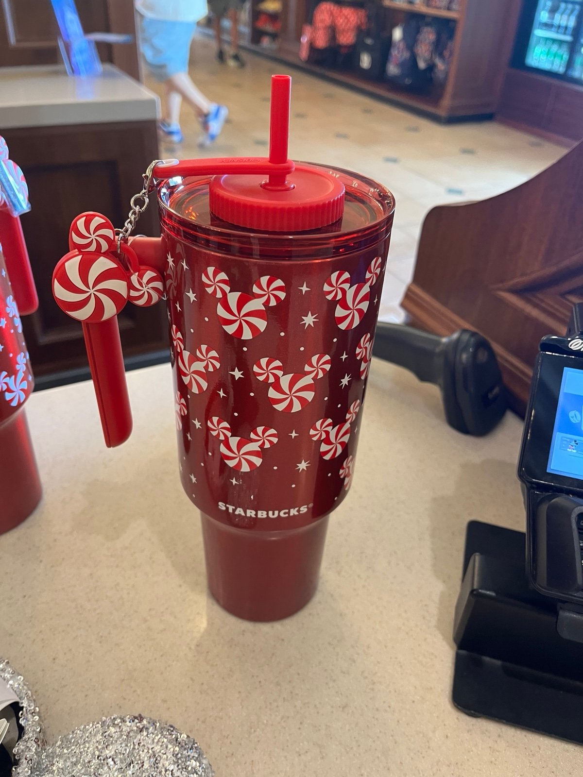 Starbucks Walt Disney World Peppermint Cup with decorative charm NEW ON HAND