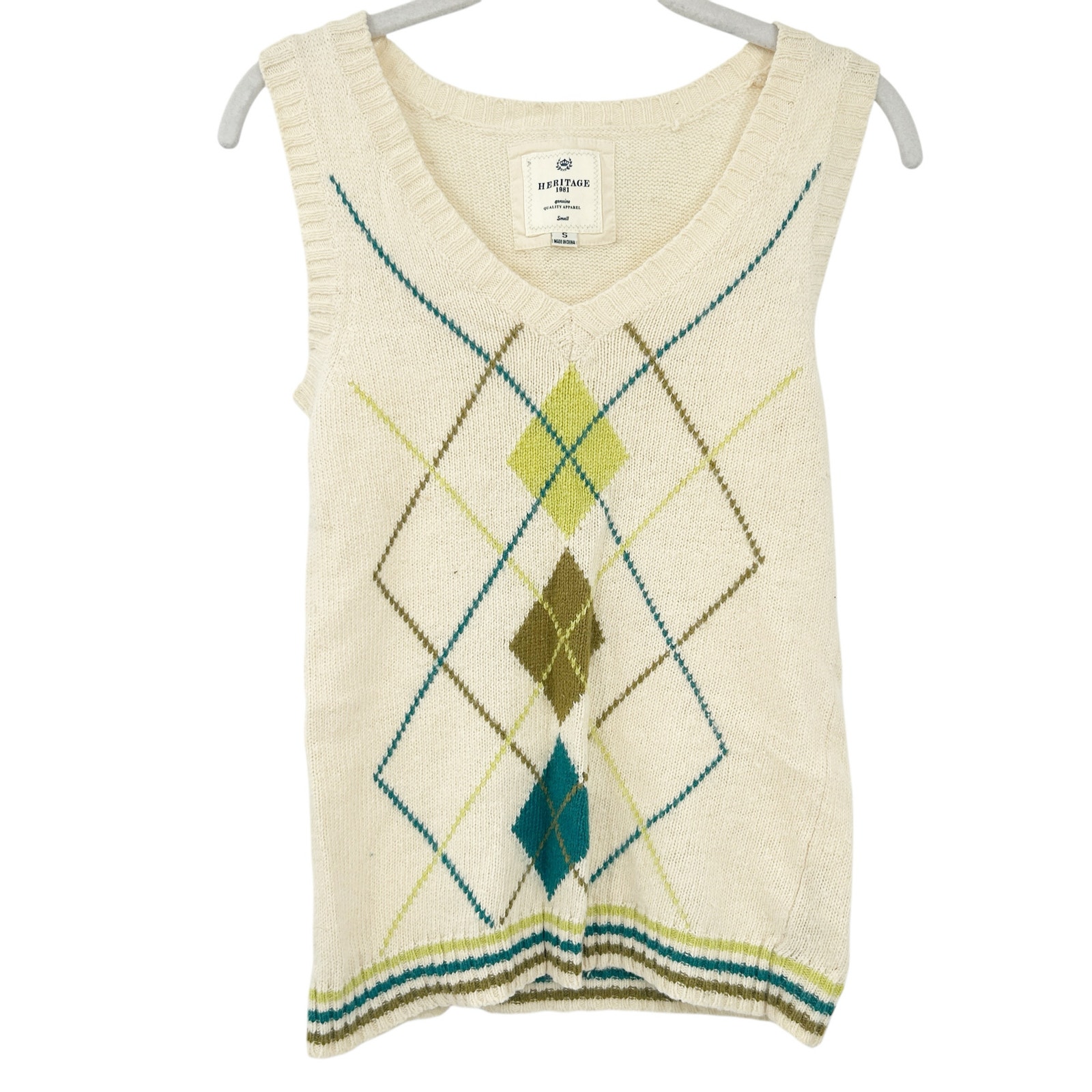 Heritage 1981 Womens Fall Preppy Rabbit Hair Blend Argyle Knit Sweater Vest S