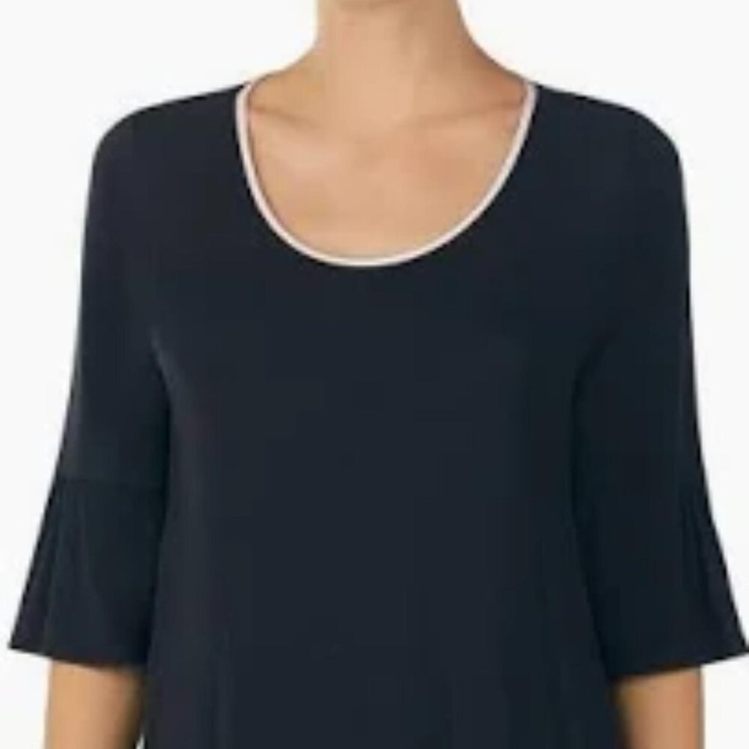 Kate Spade New York Women's Nightgown Shirt Black Pink Trim Bow Size Small