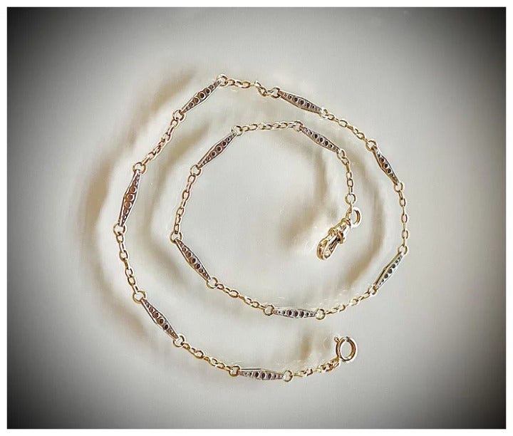 15.5 inch 14k Antique Watch Chain with Dog Clasp