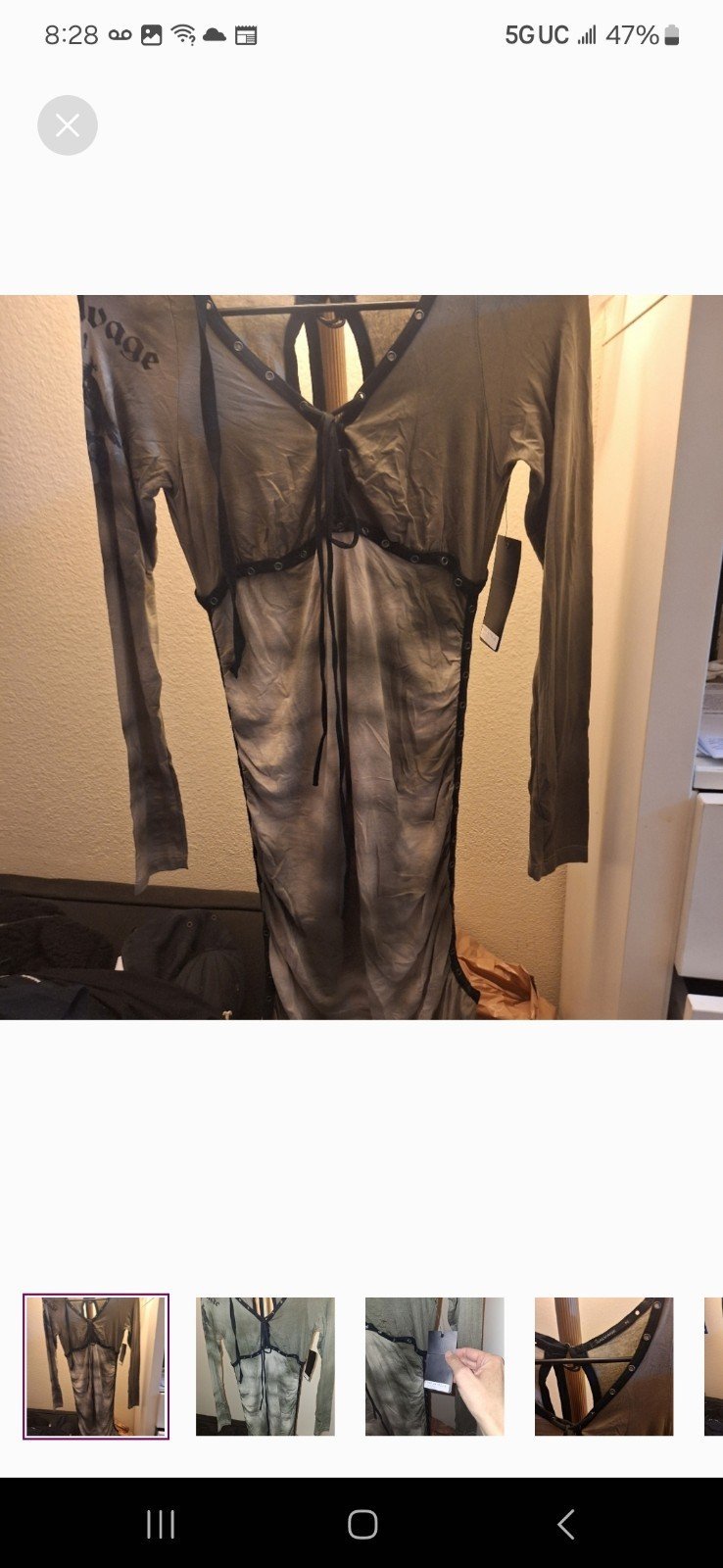 Salvage Green and Black Long Sleeve Dress