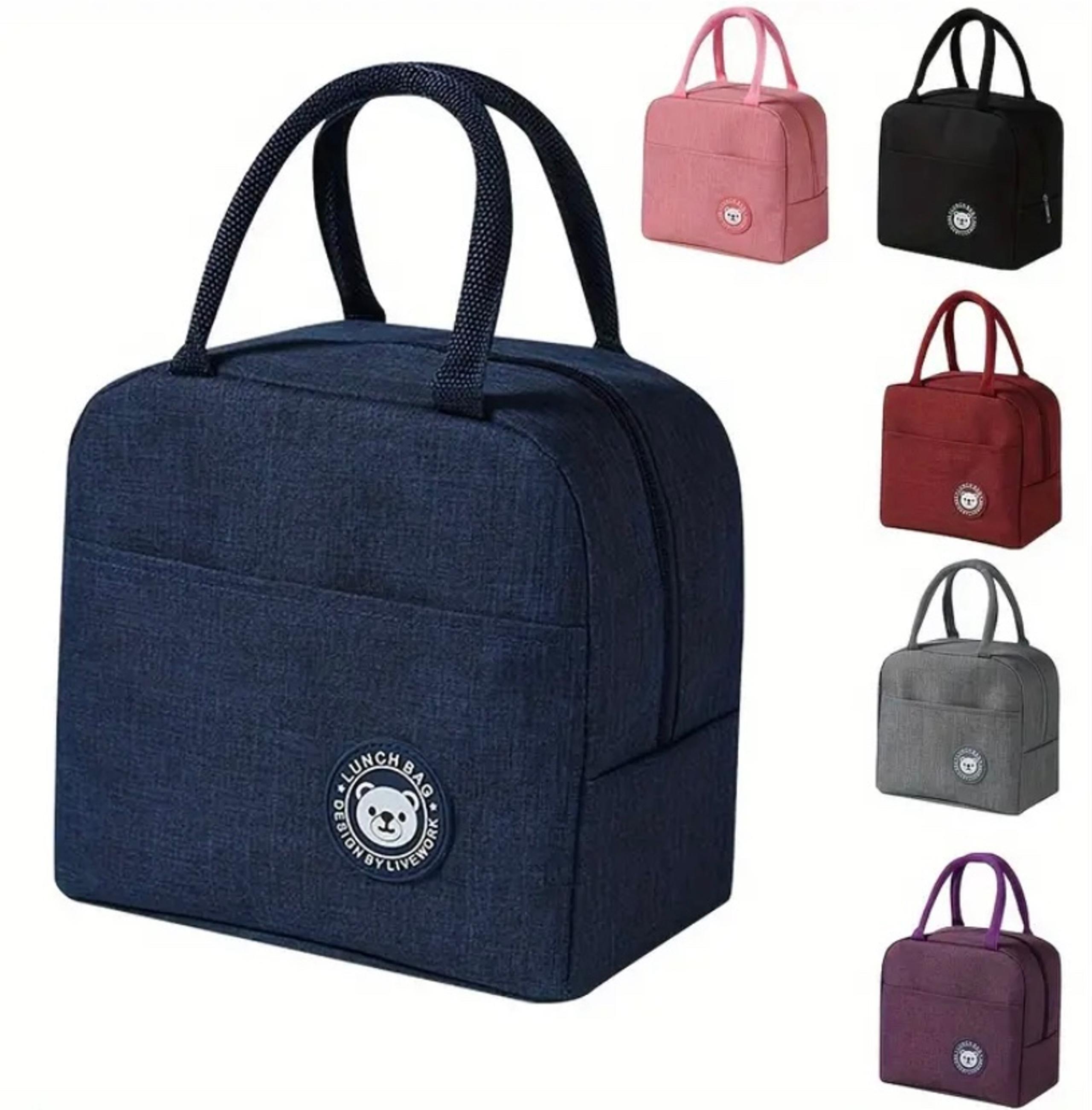 Blue Chic Minimalist Oxford Fabric Lunch Bag - Lightweight, Zippered Bento Satch