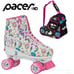 Rollr GRL Ella Adjustable Girls Roller Skates [Size 3-6] + Pacer Skate Bag Set