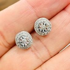 Round Shape sterling silver earrings