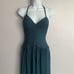 BCBGMAXAZRIA BRAIDED RUCHED GRECIAN TEAL CROSS BACK GOWN XS